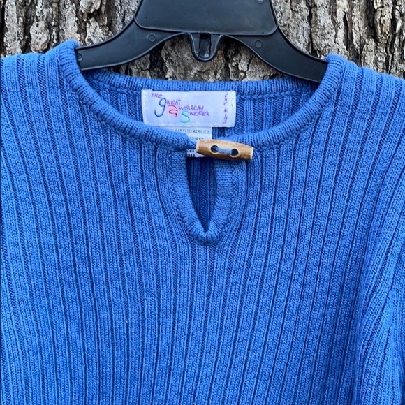 The Great American Sweater Pull On Fringe long Sleeves Sweater Keyhole Button M - Picture 3 of 8